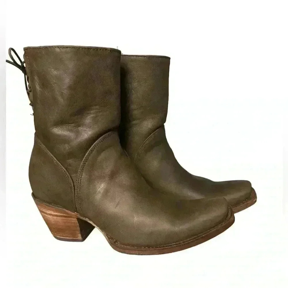 Big bull Woman’s casual short boots brown leather comfortable